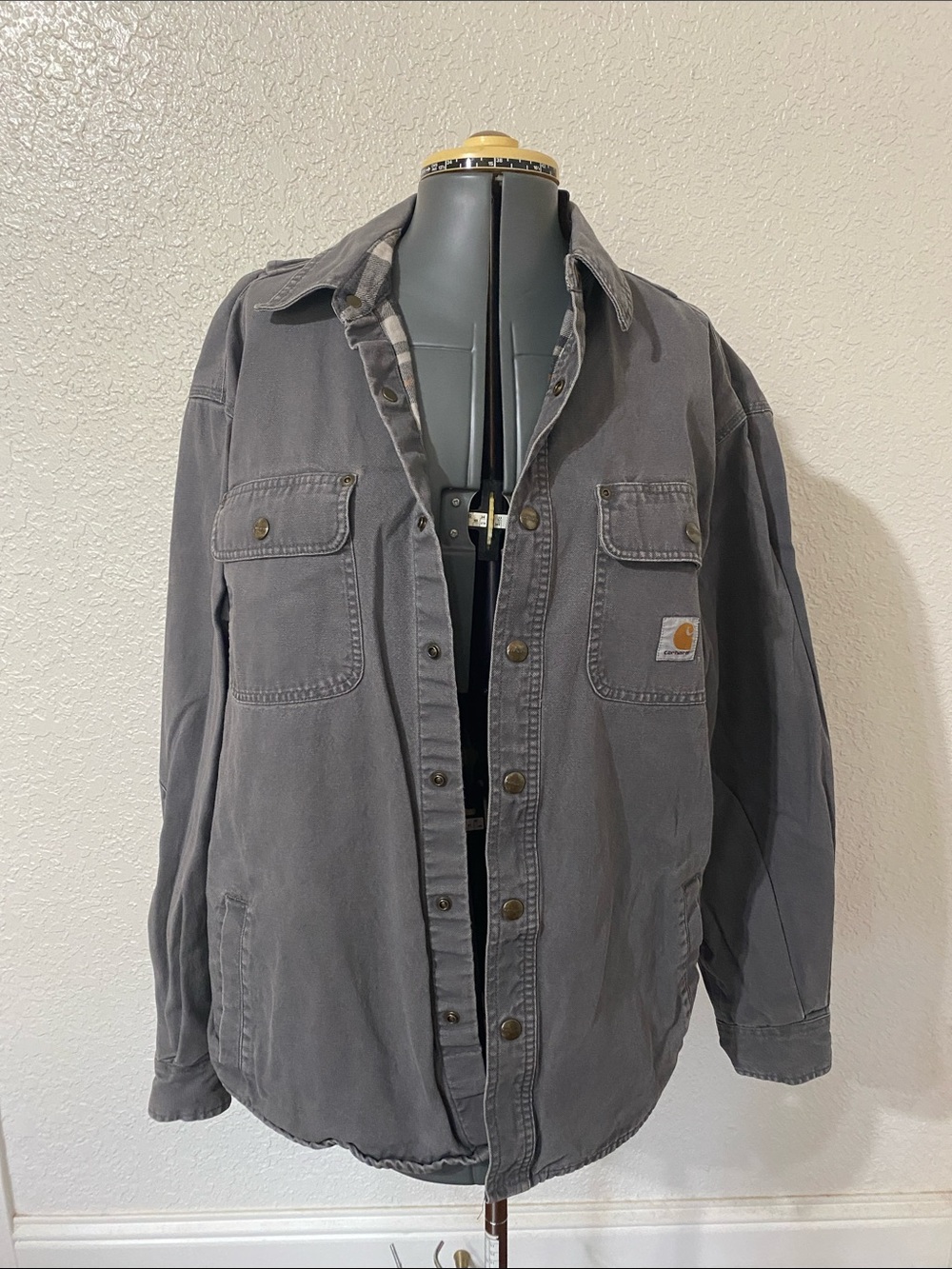 Carhartt Gray Button-Front Lightweight Work Jacket